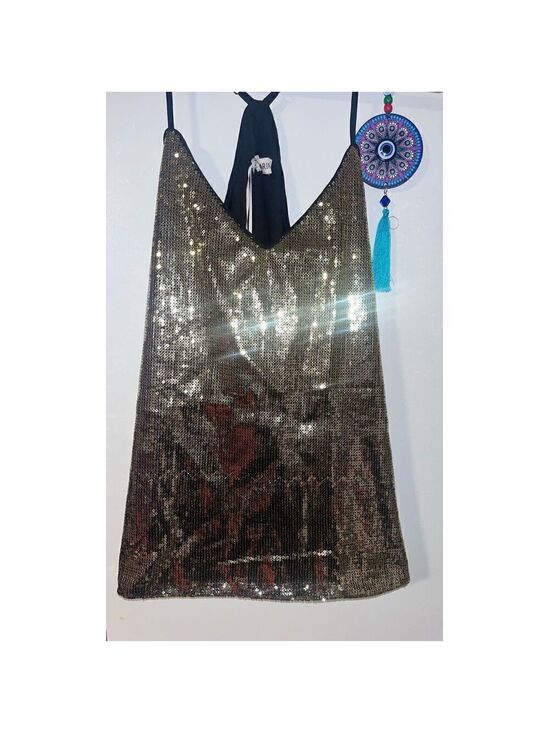 Grace Karin Tops - Grace Karin  Gold Glittery sequin clubbing strap size Medium BNWT